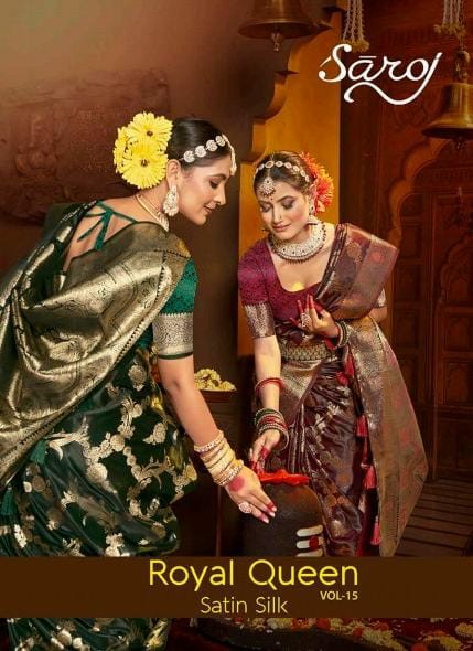 Saroj Royal Queen Vol-15 Wholesale Satin Silk Party Wear Indian Sarees