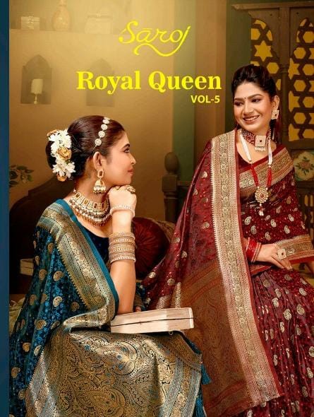 Saroj Royal Queen Vol-5 Wholesale Satin Silk Party Wear Indian Sarees