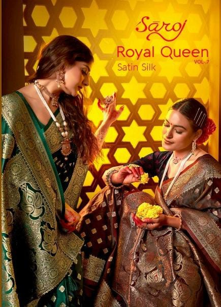 Saroj Royal Queen Vol-7 Wholesale Satin Silk Party Wear Indian Sarees