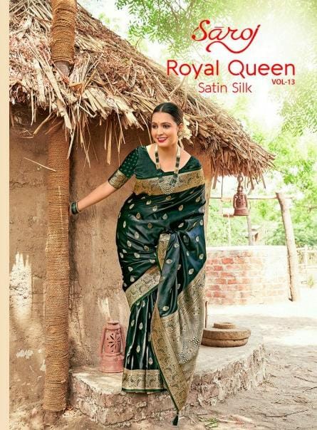 Saroj Royal Queen Vol-13 Wholesale Satin Silk Party Wear Indian Sarees