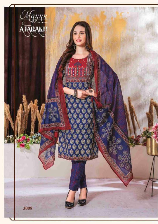 Mayur Ajarakh Vol-3 Wholesale Printed Pure Cotton Neck Embroidery Dress Material