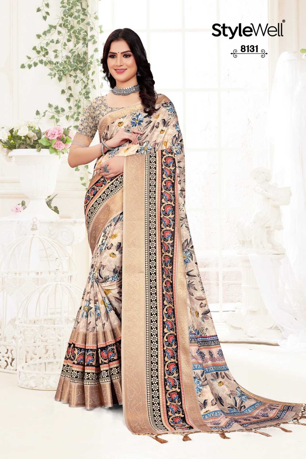 stylewell manushi digital print classic look saree with blouse