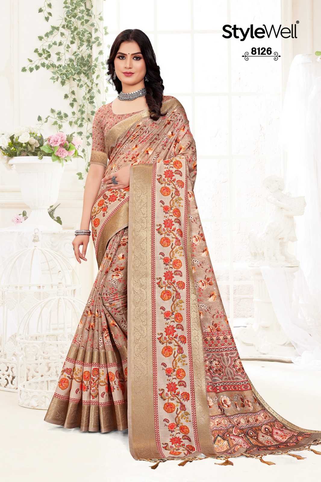 stylewell manushi digital print classic look saree with blouse