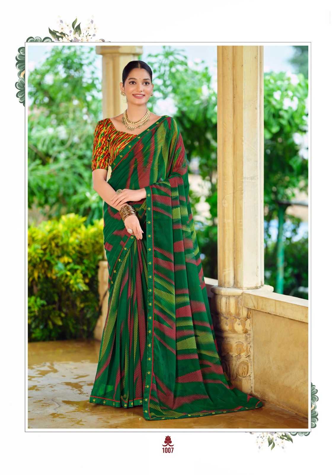 vishnu priya by kiyra saree georgette fancy print saree