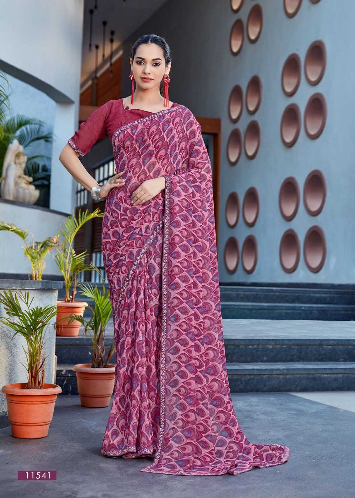 cheeku by seymore print pretty look georgette saree collection