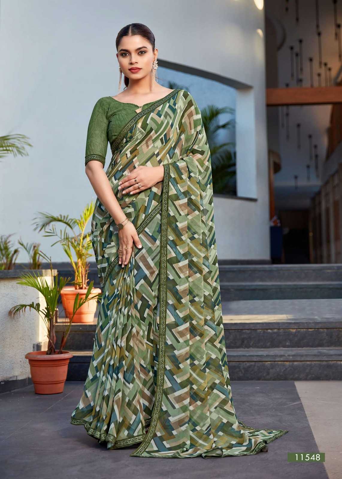 cheeku by seymore print pretty look georgette saree collection