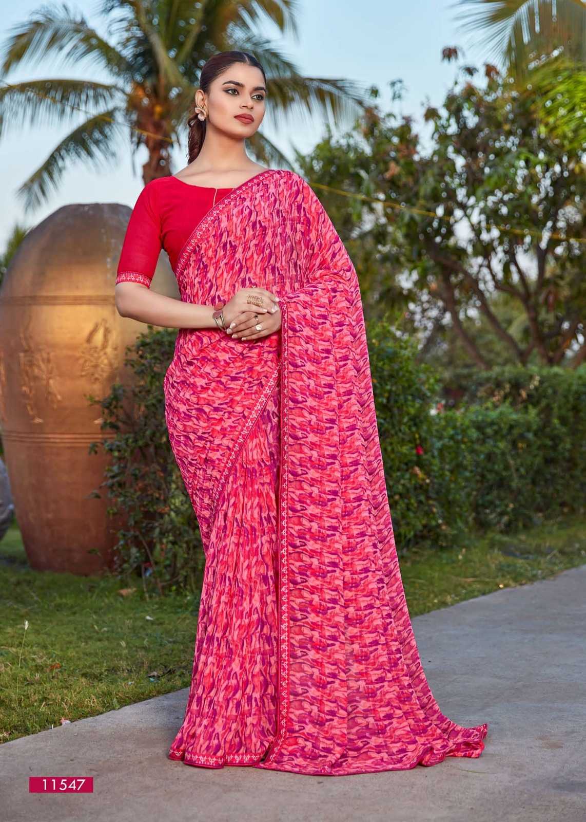 cheeku by seymore print pretty look georgette saree collection