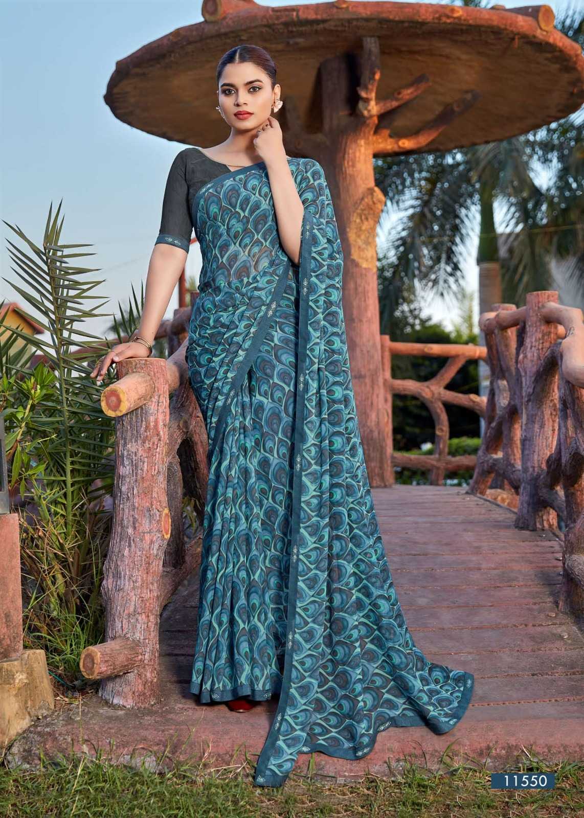 cheeku by seymore print pretty look georgette saree collection