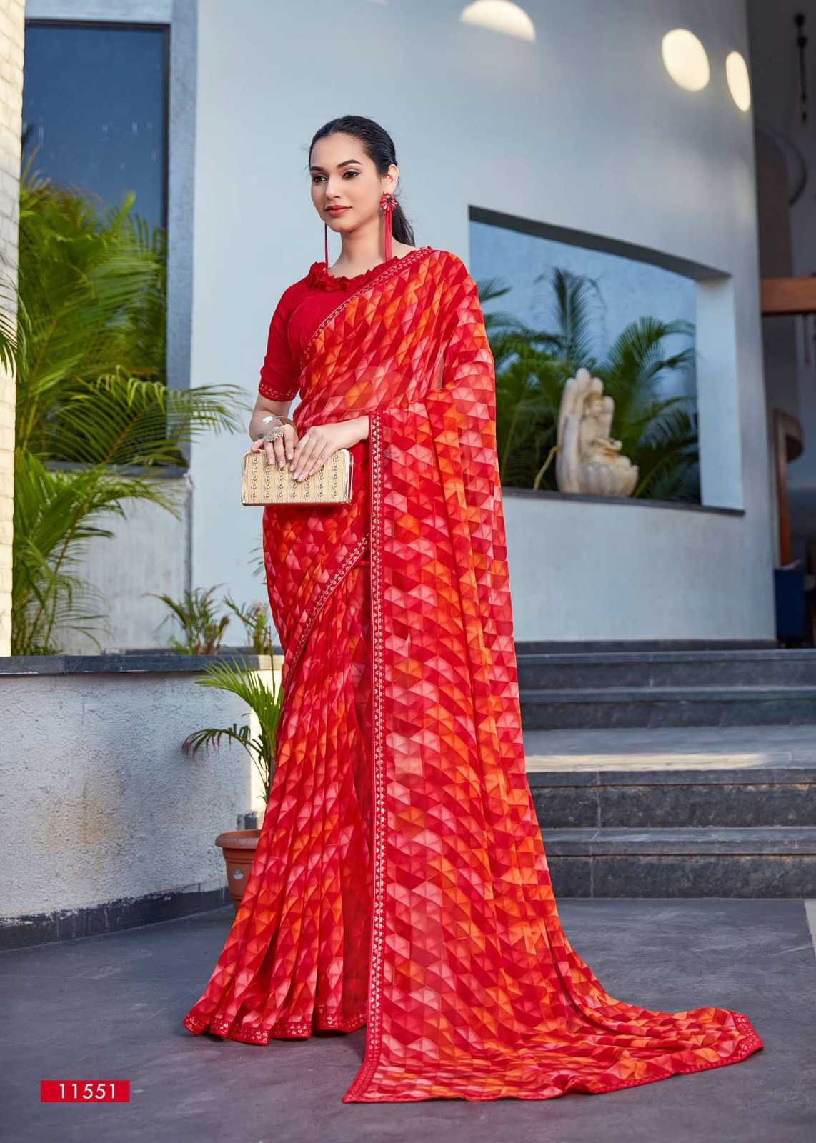 cheeku by seymore print pretty look georgette saree collection