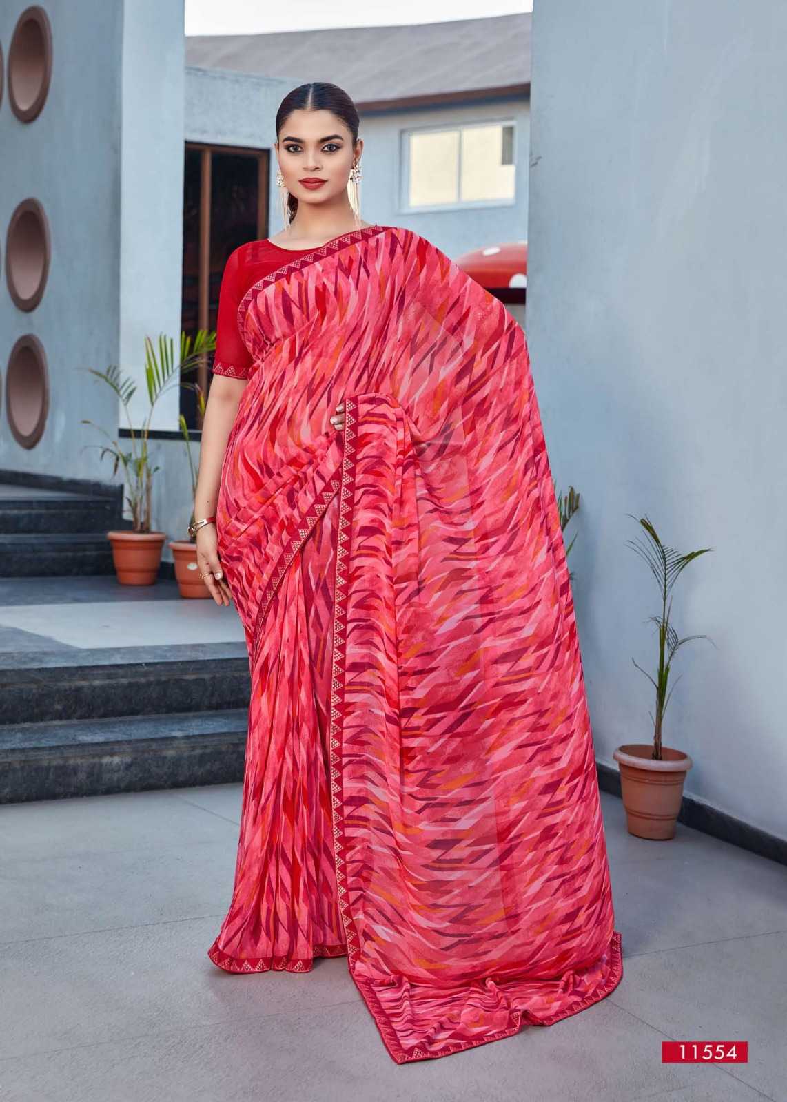 cheeku by seymore print pretty look georgette saree collection