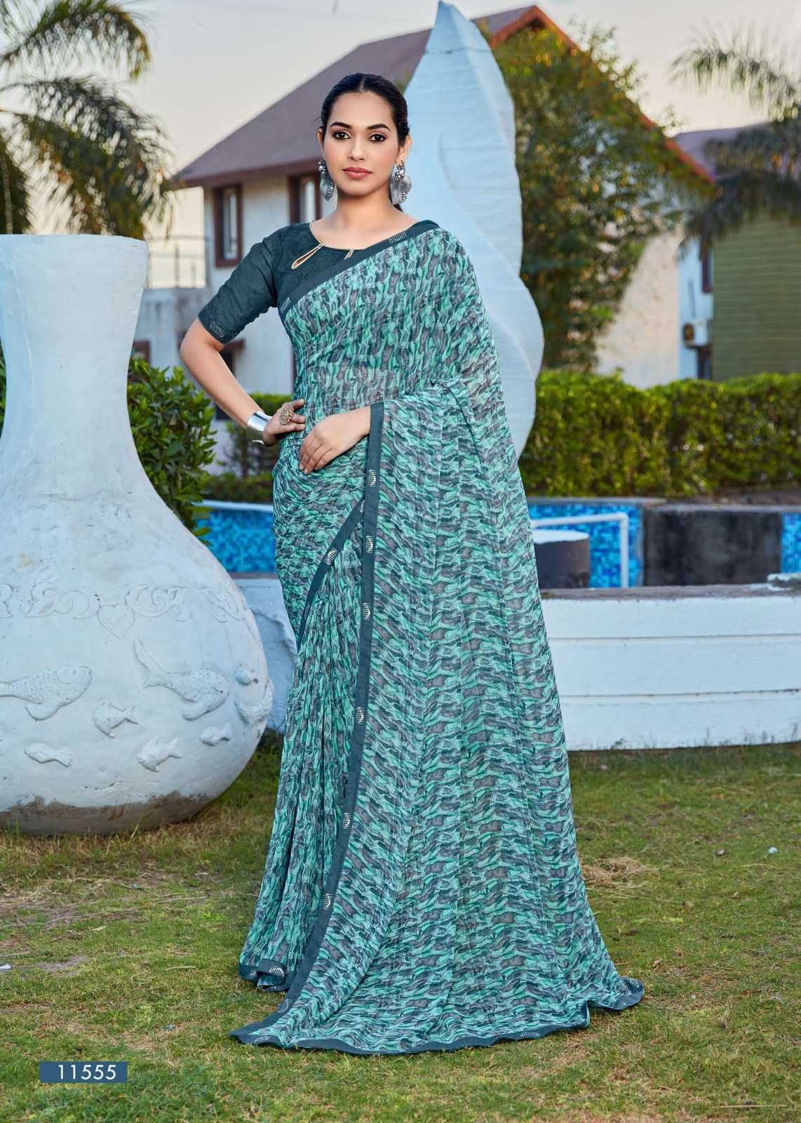 cheeku by seymore print pretty look georgette saree collection