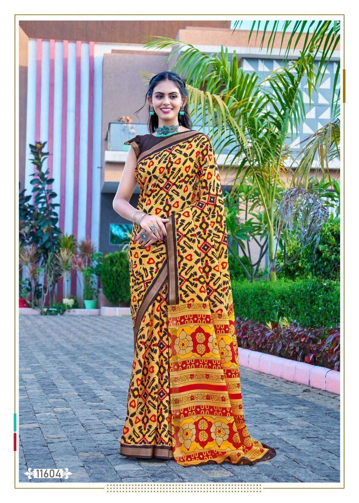 copper silk by seymore printed cotton attractive saree collection