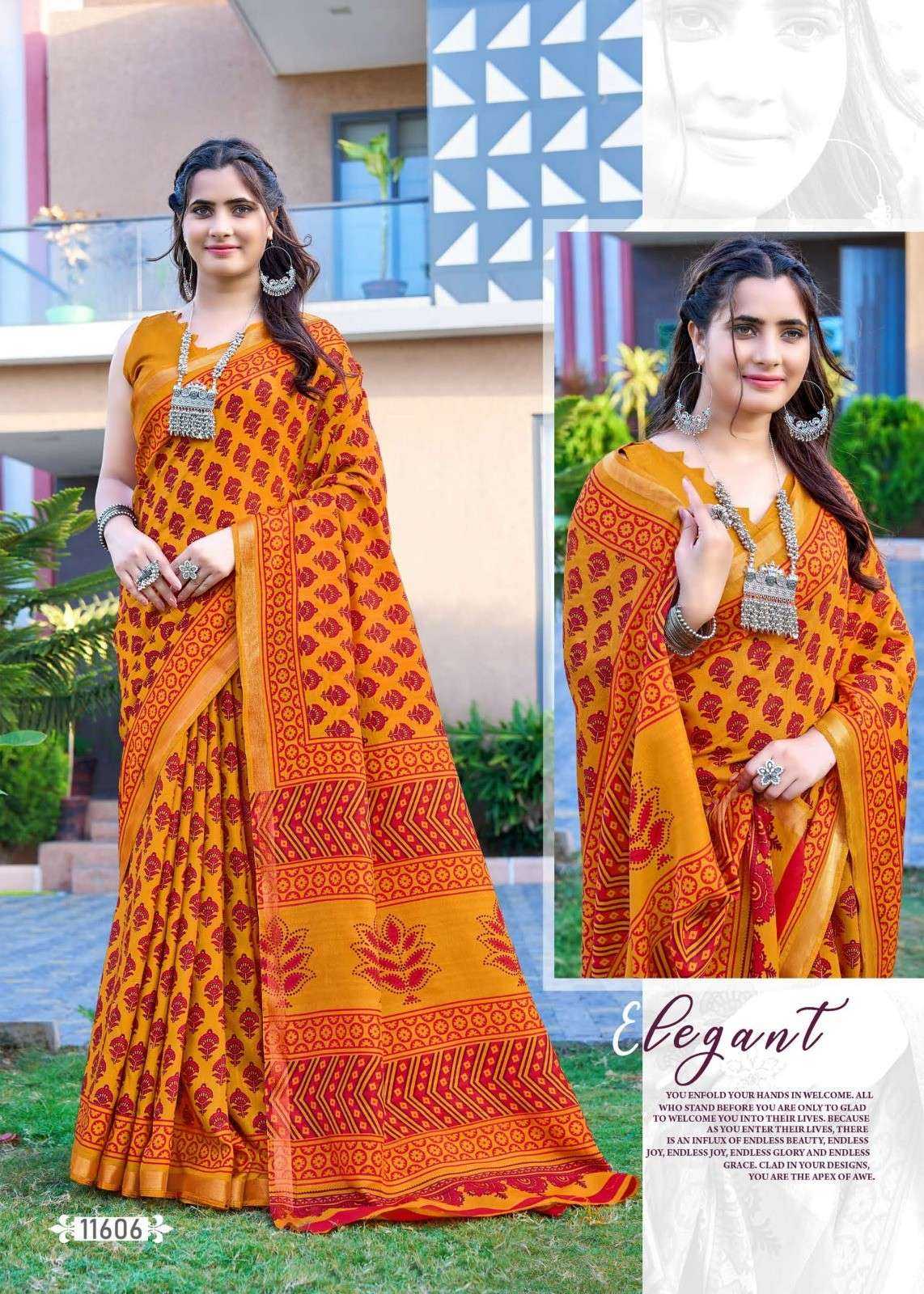 copper silk by seymore printed cotton attractive saree collection