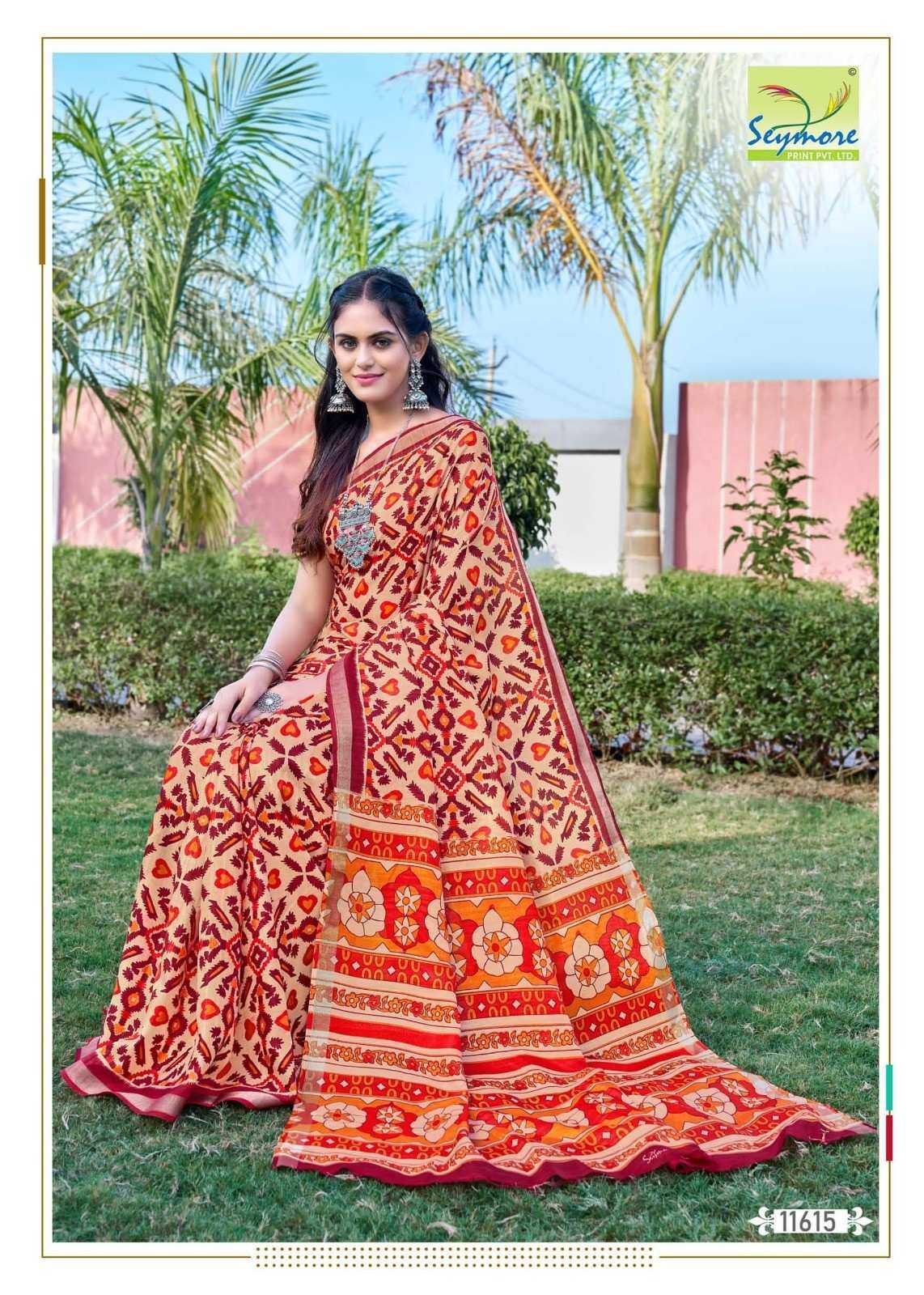 copper silk by seymore printed cotton attractive saree collection