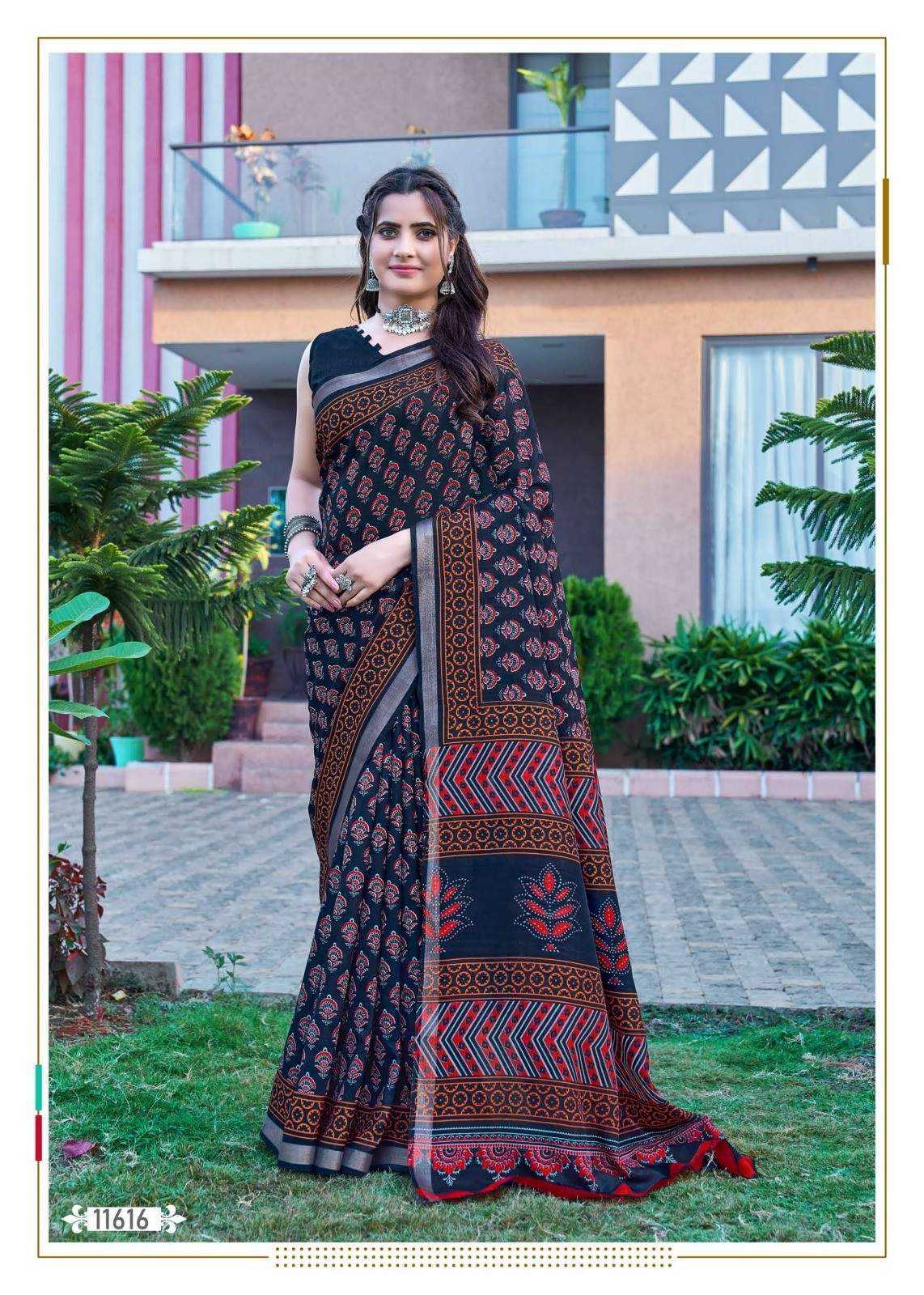 copper silk by seymore printed cotton attractive saree collection