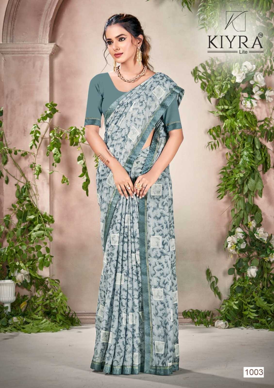 kimora by kiyra sharmili pretty look print saree collection