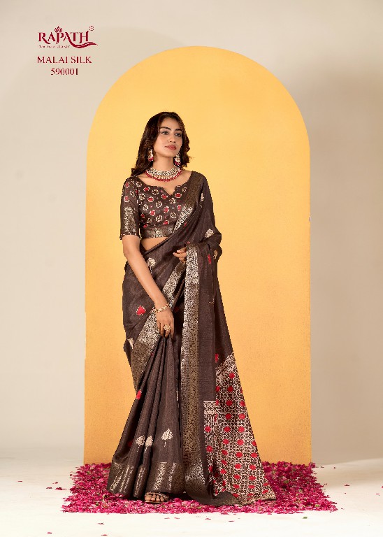 rajpath chocolate dola silk with foil print saree for women