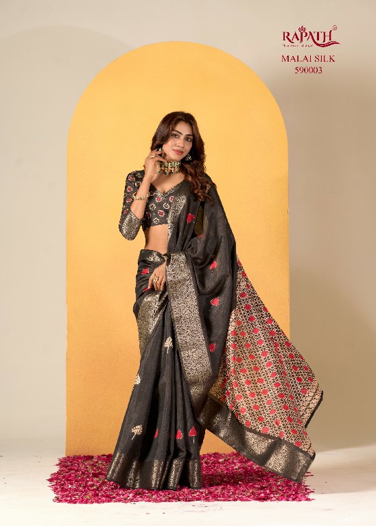 rajpath chocolate dola silk with foil print saree for women