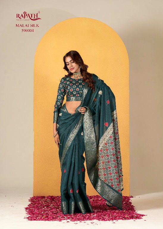 rajpath chocolate dola silk with foil print saree for women