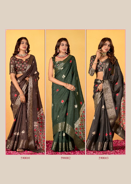 rajpath chocolate dola silk with foil print saree for women