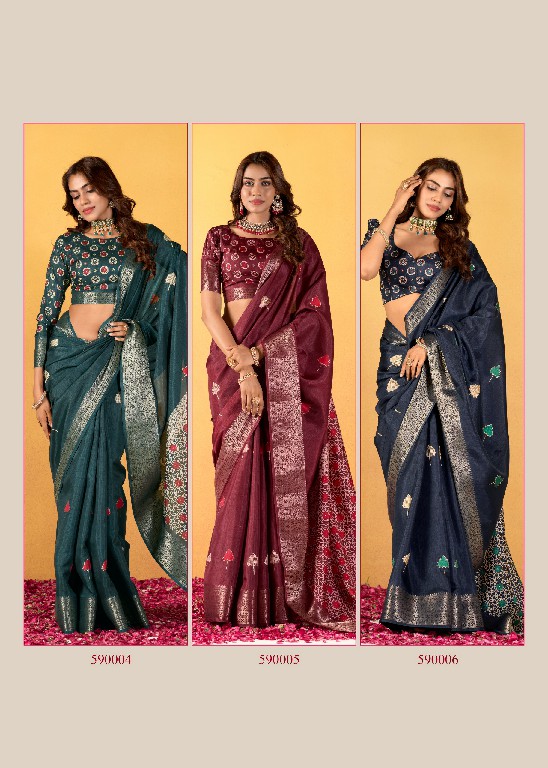 rajpath chocolate dola silk with foil print saree for women