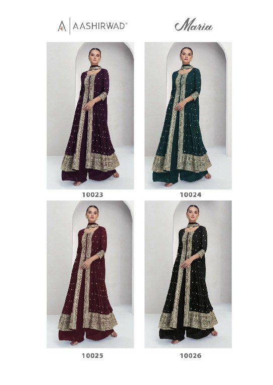 maria by aashirwad creation georgette palazzo style party wear full stitch 3pcs dress