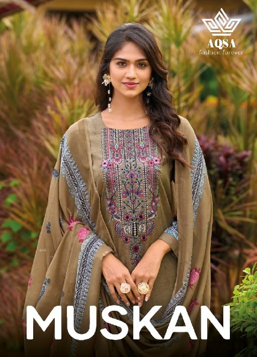muskan by aqsa fashion cambric cotton modern pakistani salwar kameez