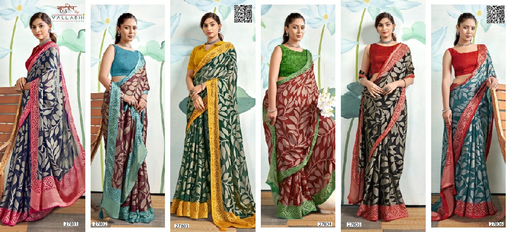 Vallabhi Shivali Wholesale brasso Print With Fancy Swaroski Work Sarees