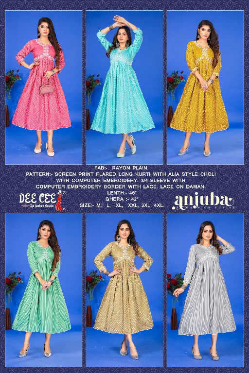 Dee Cee Anjuba Wholesale Long Flared Kurtis Collection