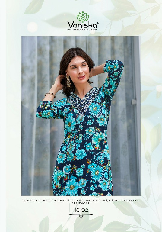 Vaniska Charming Vol-1 Wholesale Heavy Reyon Foil Print Long Kurtis