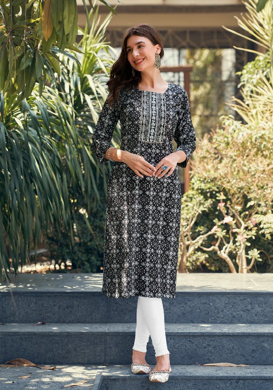 Vaniska Charming Vol-1 Wholesale Heavy Reyon Foil Print Long Kurtis
