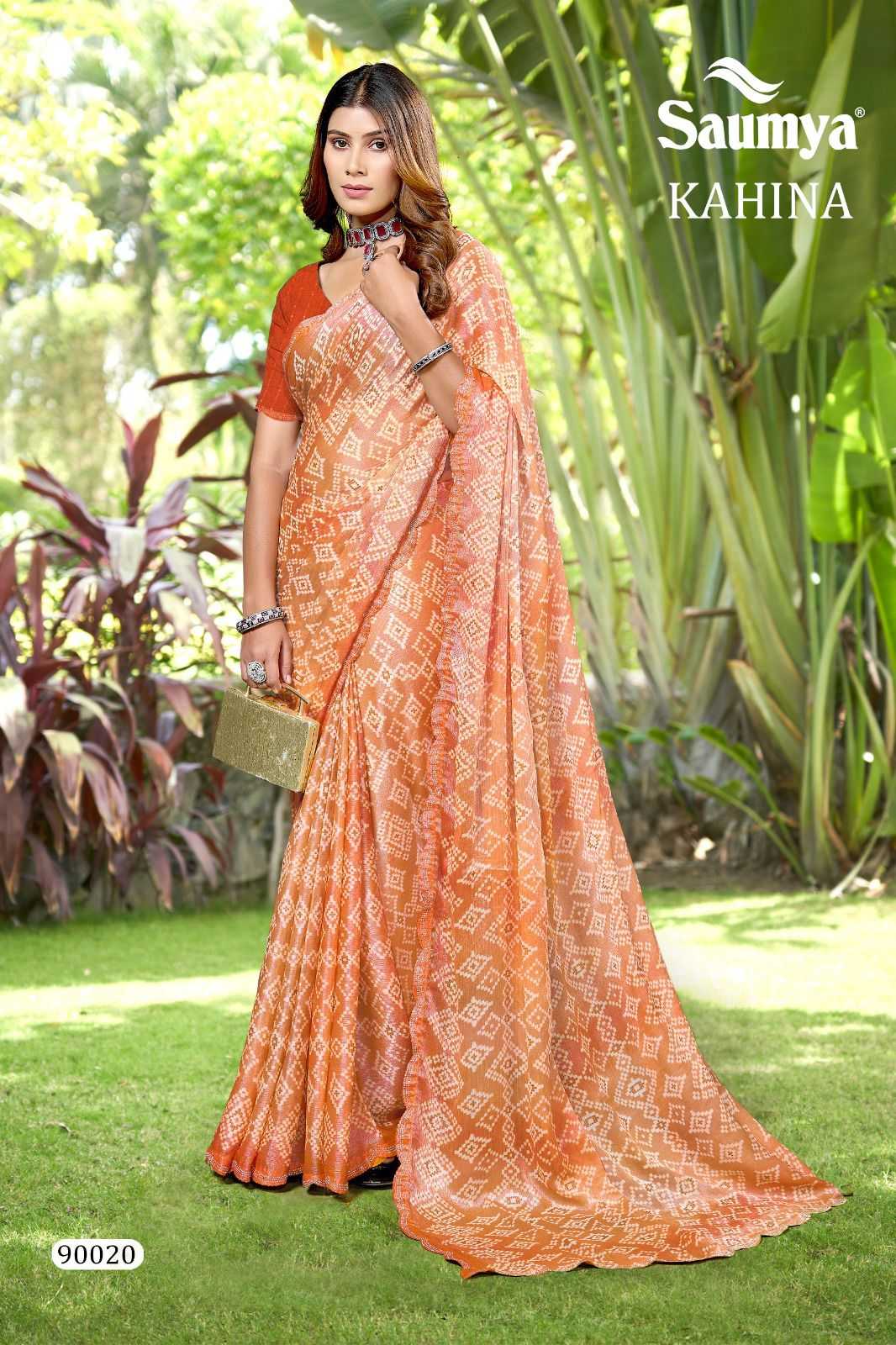 saumya kahina beautiful chiffon brasso saree online