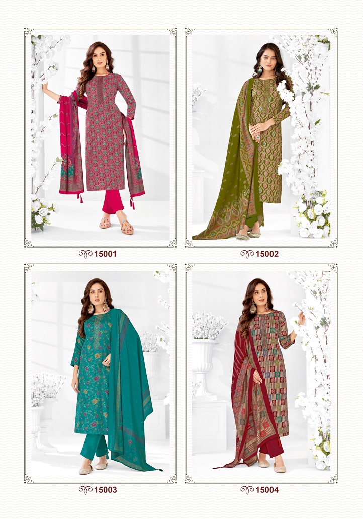 SURYAJYOTI KALKI VOL 15 NECK EMBROIDERY WORK 3PCS SALWAR SUITS