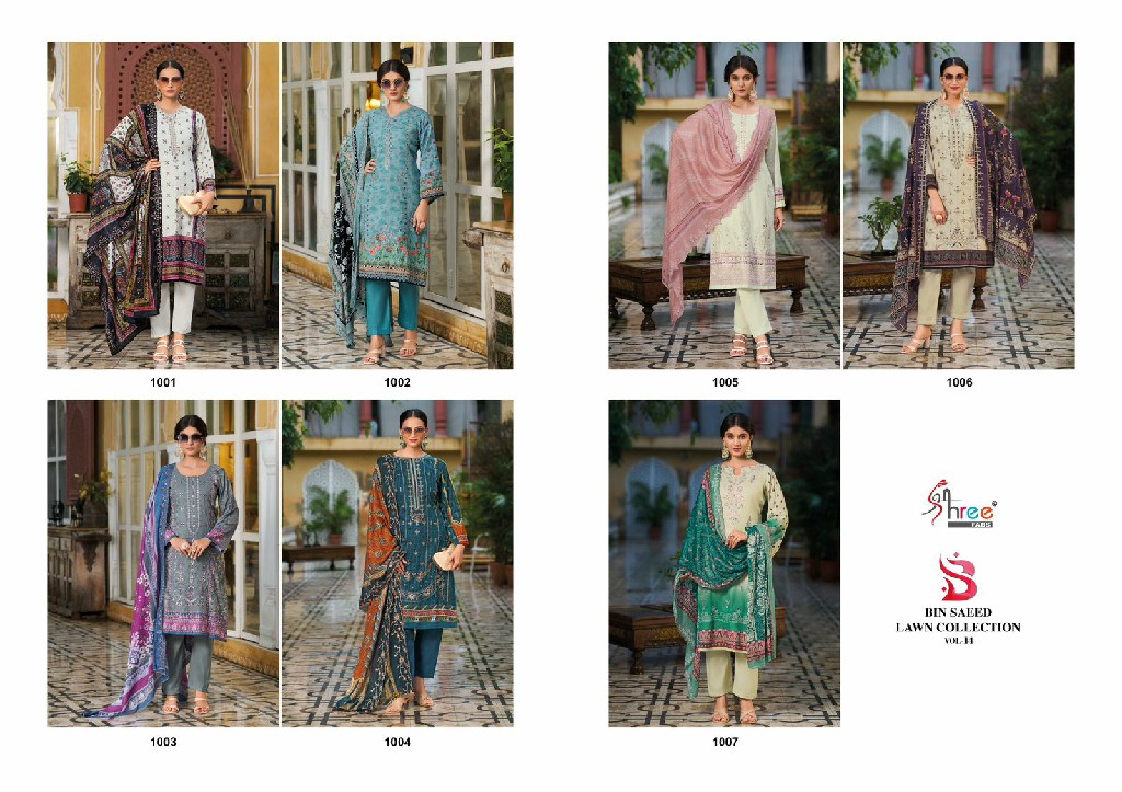 Shree Fabs Bin Saeed Lawn Collection Vol-14 Wholesale Cotton With Self Embroidery Pakistani Suits