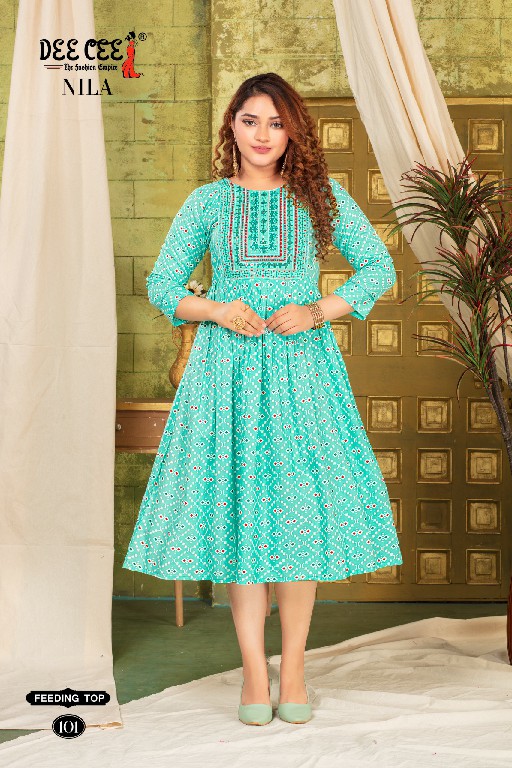 Dee Cee Nila Wholesale Flared Long Feeding Kurtis