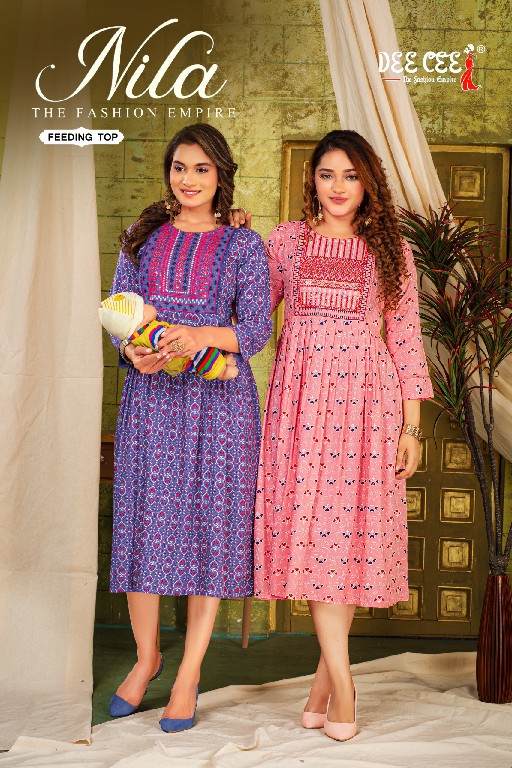 Dee Cee Nila Wholesale Flared Long Feeding Kurtis