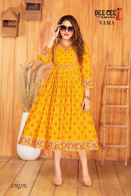 Dee Cee Vama Wholesale Chanderi Plain Flared Long Kurtis