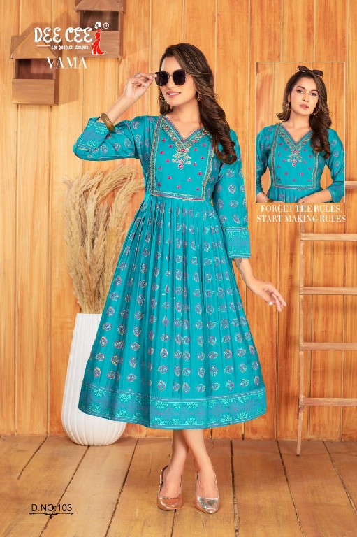 Dee Cee Vama Wholesale Chanderi Plain Flared Long Kurtis