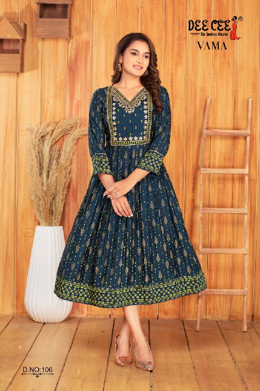 Dee Cee Vama Wholesale Chanderi Plain Flared Long Kurtis