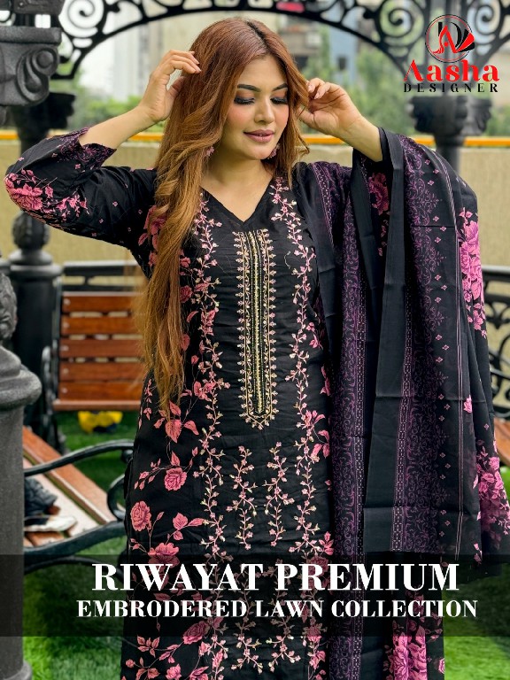 Aasha Riwayat Premium Embroidered Lawn Collection Pakistani Suits