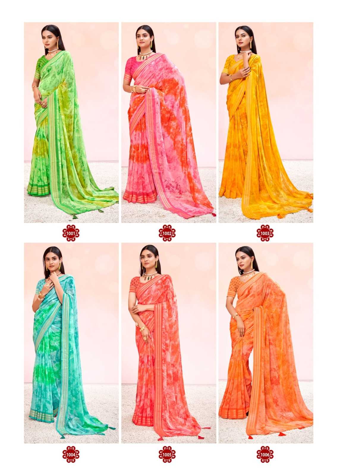 rangat by kiyra major casual wear printed georgette saree