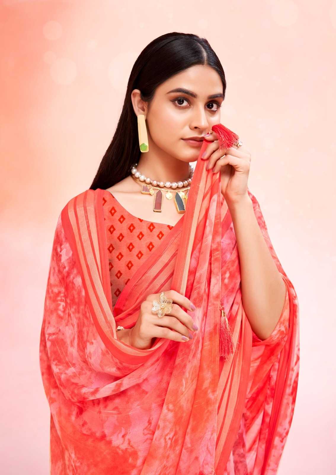 rangat by kiyra major casual wear printed georgette saree