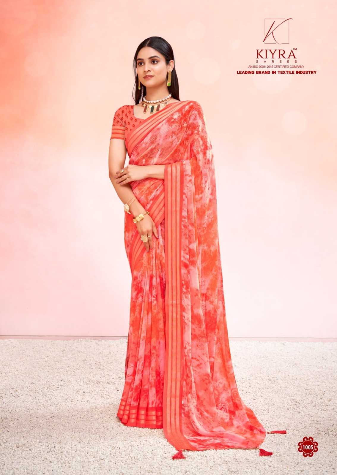 rangat by kiyra major casual wear printed georgette saree