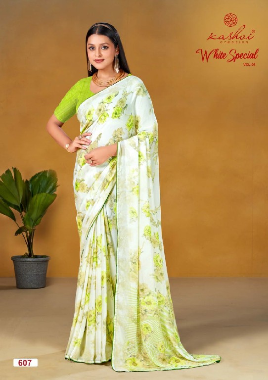 white special vol 6 by kashvi creation dull moss 8 colour matching saree