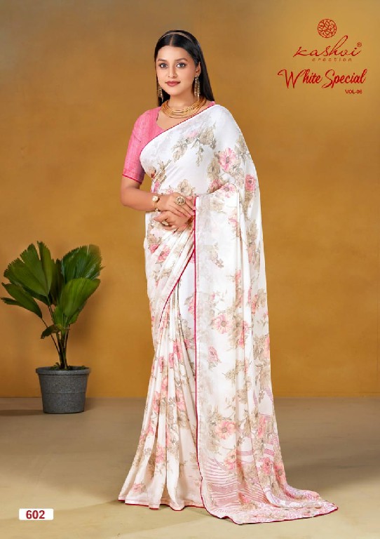 white special vol 6 by kashvi creation dull moss 8 colour matching saree