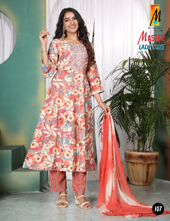 master lady luxe rayon print with kali pattern attractive look full stitch dress