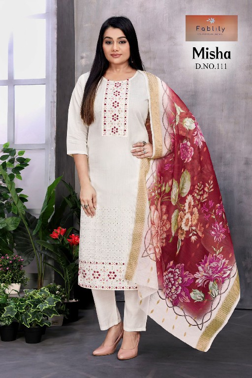 Fablily Misha Wholesale Vatican Gold With Embroidery Kurti With Pant And Dupatta