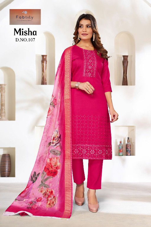 Fablily Misha Wholesale Vatican Gold With Embroidery Kurti With Pant And Dupatta