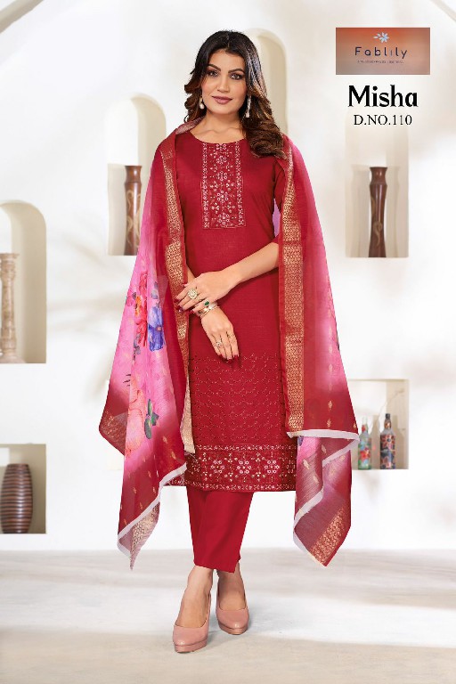 Fablily Misha Wholesale Vatican Gold With Embroidery Kurti With Pant And Dupatta