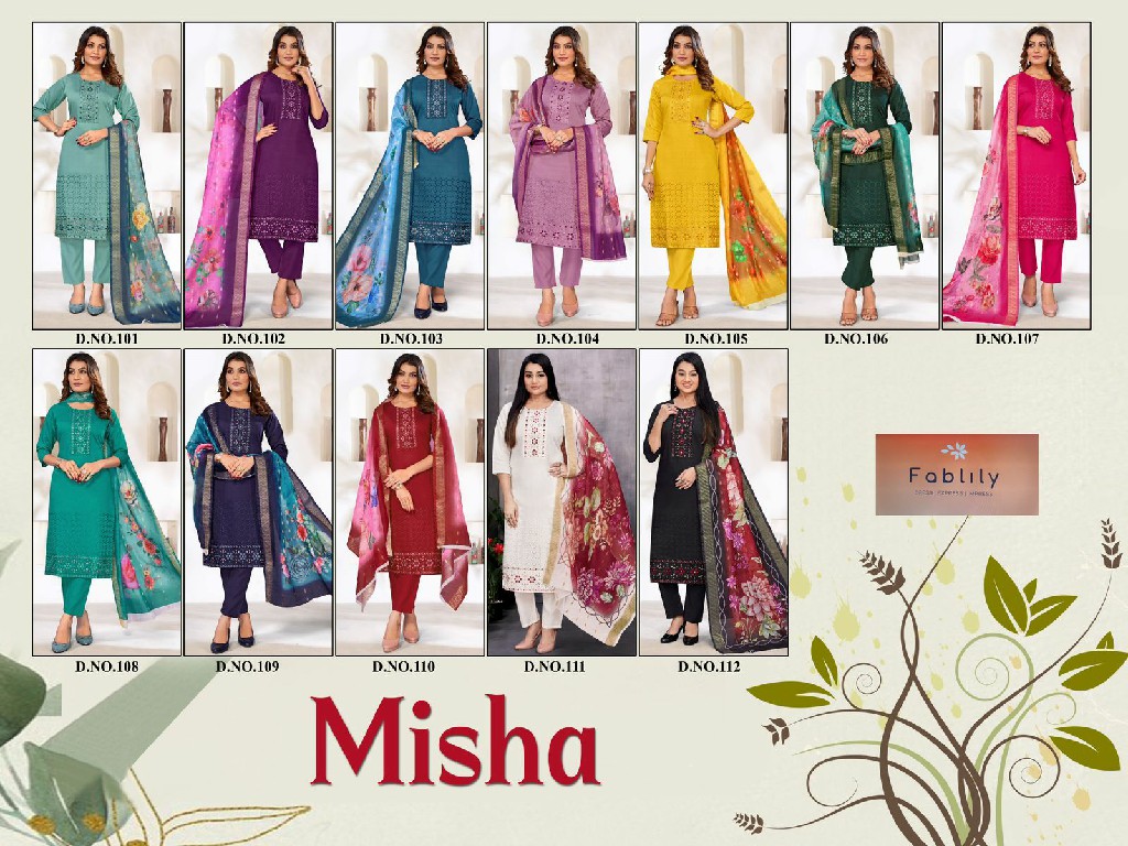 Fablily Misha Wholesale Vatican Gold With Embroidery Kurti With Pant And Dupatta
